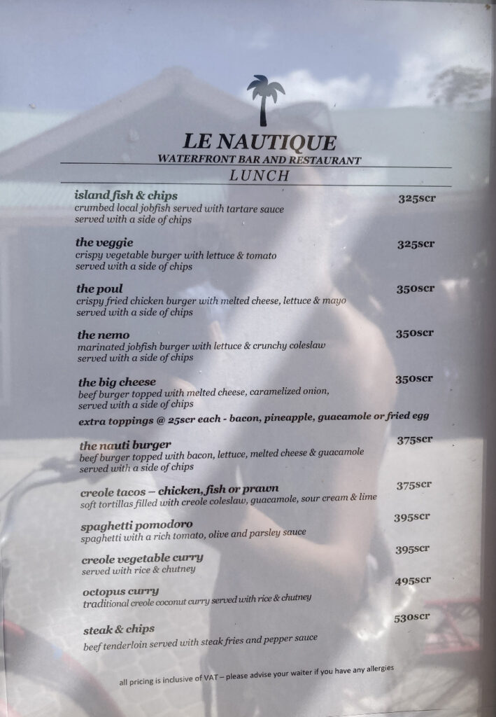 Le Nautiqueレストランのメニュー2